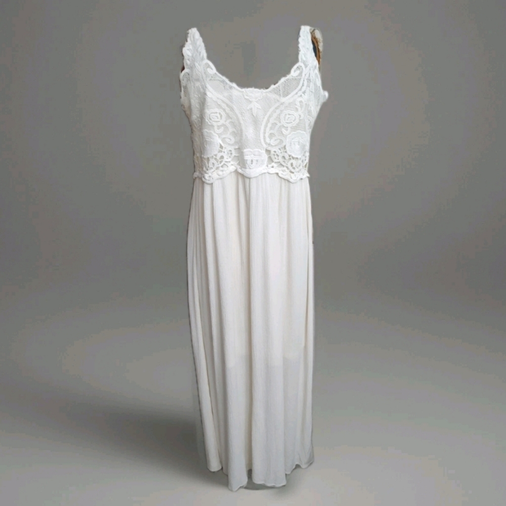 Altar'd State Vtg Style Ivory Sheer-Lined Romance Maxi Dress Emb Lace Tank Style